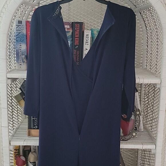 Laundry by Shelli Segal navy faux wrap dress - Picture 10 of 11